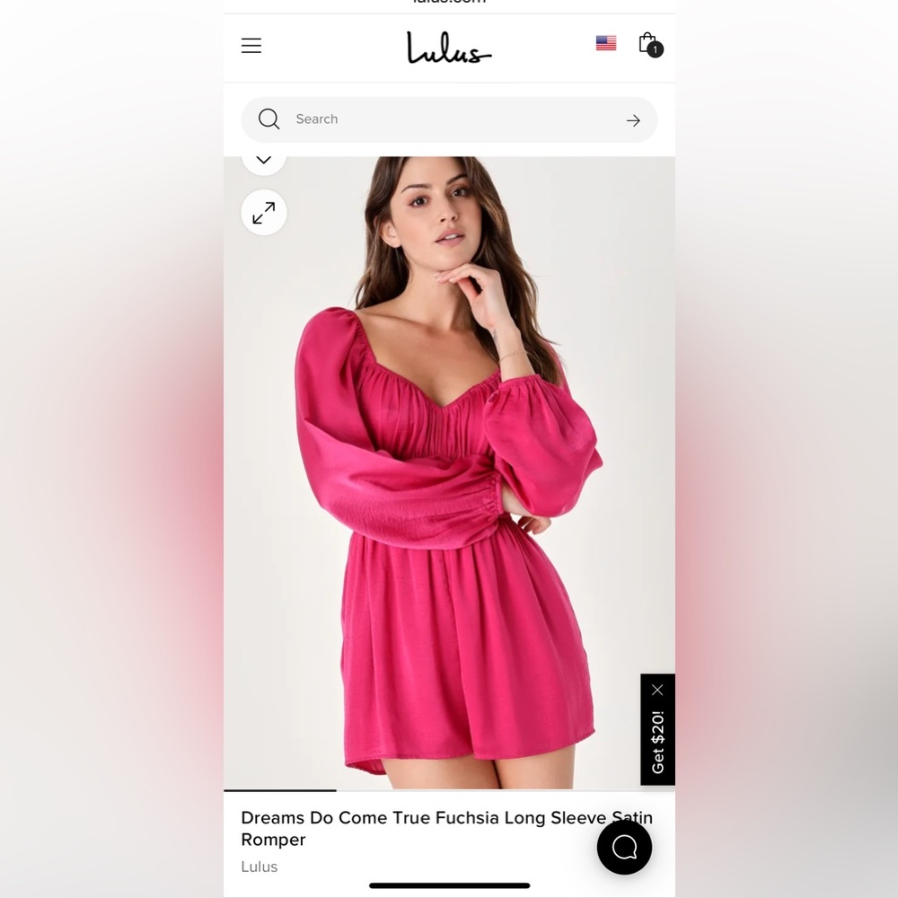 Lulus Fuchsia Satin Romper Size Small - image 1